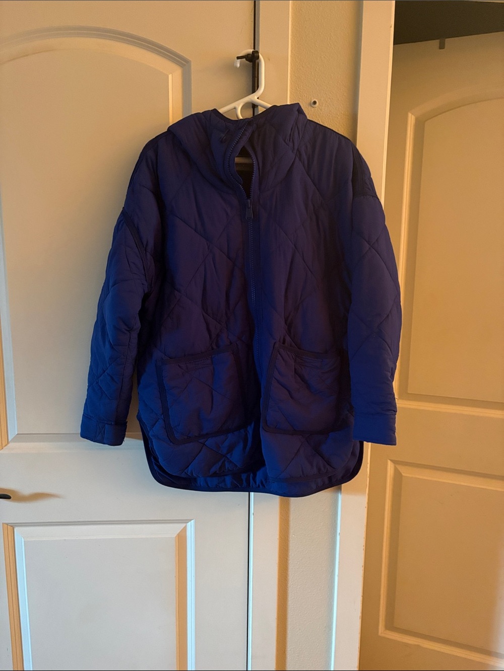 Free People Quilted Hooded Jacket - Blue
